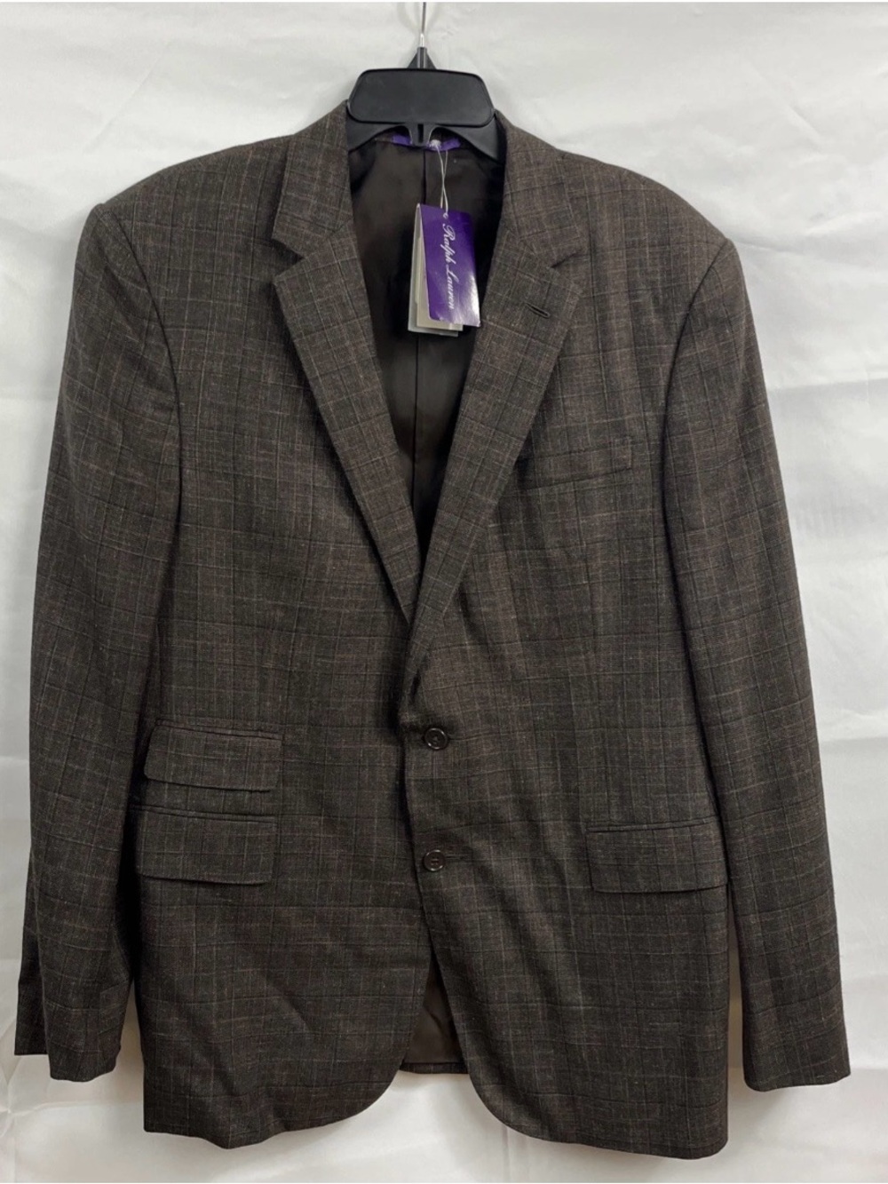 Ralph Lauren Purple Label Blazer 44R Italy Brown Check Wool $2595 NWT